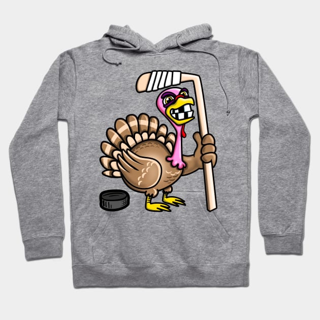 Funny Hockey Turkey Hoodie by PnJ